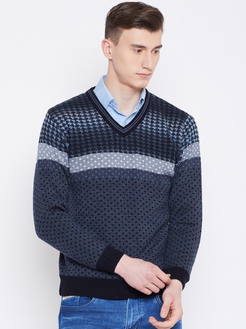 

Duke Stardust Men Blue & Black Self Design Sweater