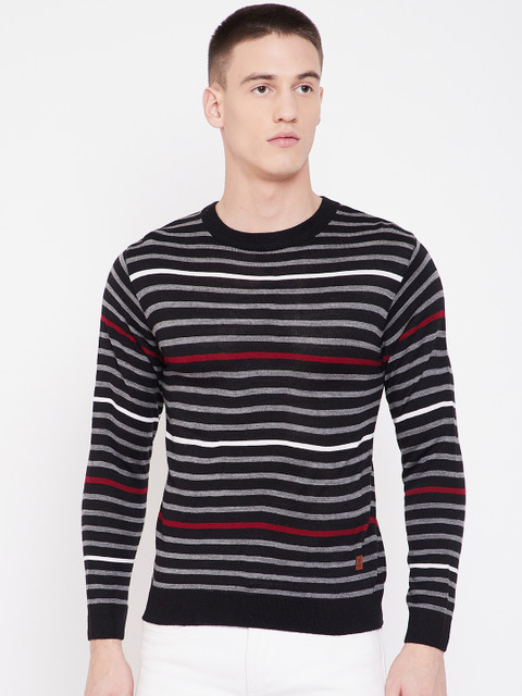 

Duke Men Black & Grey Striped Sweater