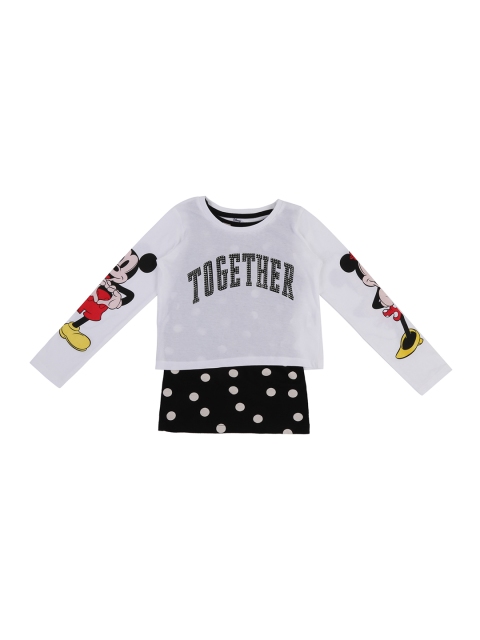 

Pantaloons Junior Girls White & Black Printed Top