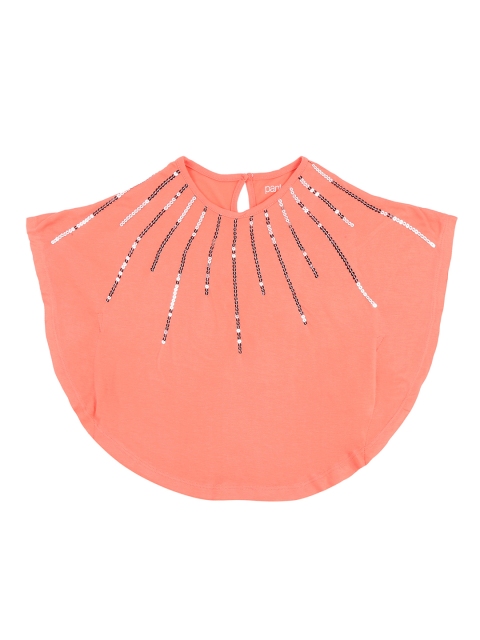 

Pantaloons Junior Girls Peach-Coloured Embellished Cape Top