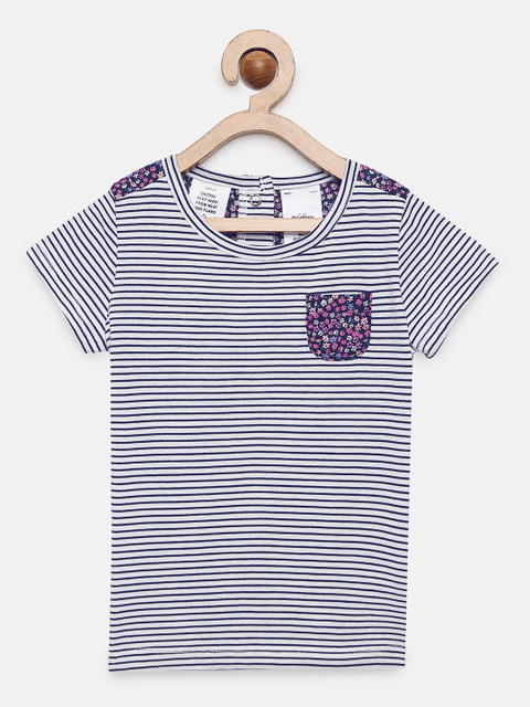 

OSHKOSH Bgosh Girls White & Blue Striped Top