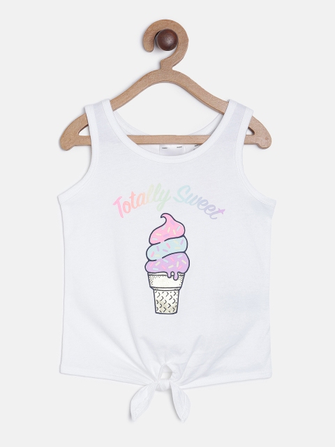 

OSHKOSH Bgosh Girls White Printed Round Neck T-shirt