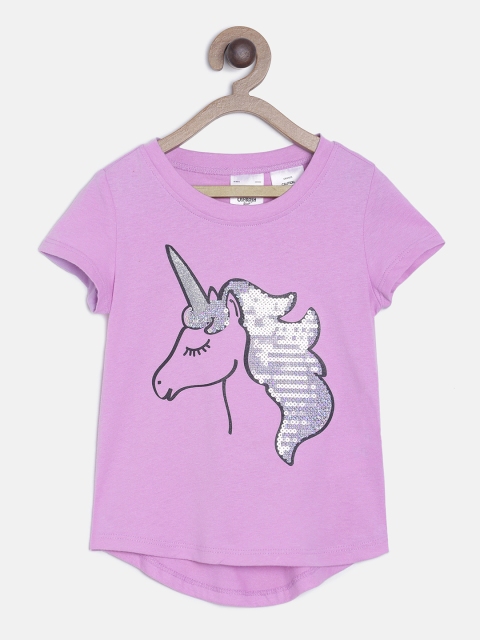 

OSHKOSH Bgosh Girls Purple Self Design Top