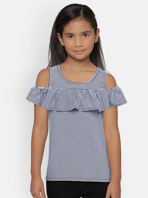 

OSHKOSH Bgosh Girls Blue & White Striped Top