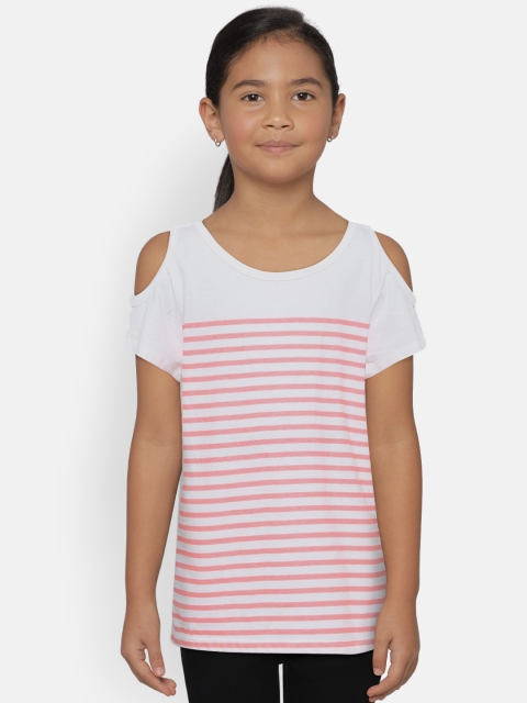 

OSHKOSH Bgosh Girls Coral Orange Candy Stripe Top
