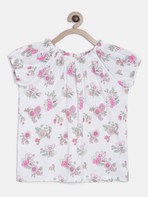

OSHKOSH Bgosh Girls Off-White Floral Print Top