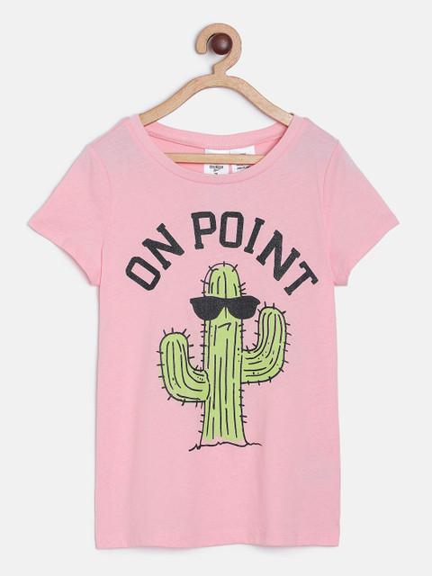 

OSHKOSH Bgosh Girls Pink Printed Round Neck T-shirt