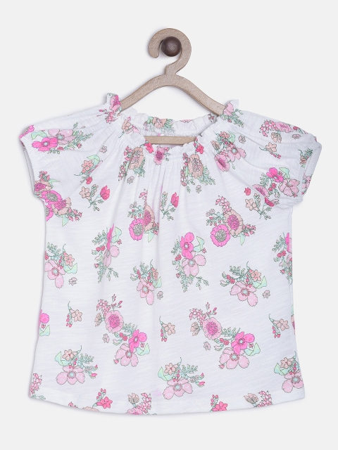

OSHKOSH Bgosh Girls White Floral Print Top