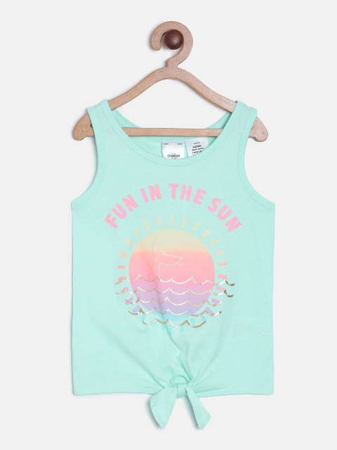 

OSHKOSH Bgosh Girls Sea Green Printed Tank Top