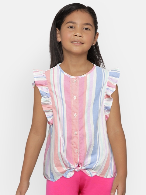

OSHKOSH Bgosh Girls Multicoloured Striped Shirt Style Top, Multi