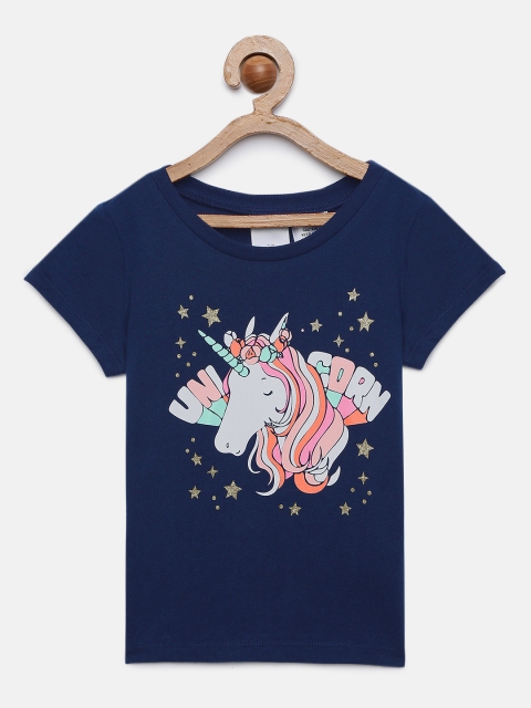 

OSHKOSH Bgosh Girls Blue Printed Round Neck T-shirt