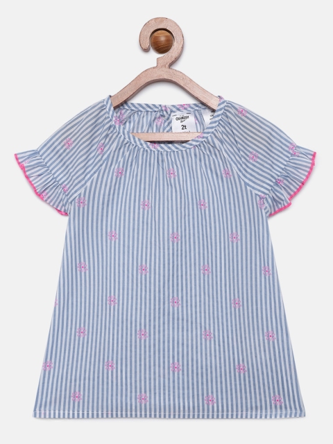 

OSHKOSH Bgosh Girls White & Blue Striped Top