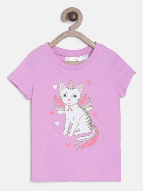 

OSHKOSH Bgosh Girls Purple Printed Round Neck T-shirt