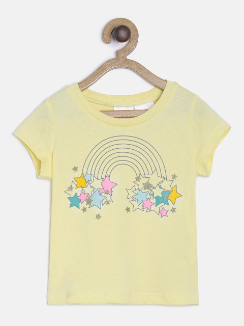 

OSHKOSH Bgosh Girls Yellow Printed Round Neck T-shirt
