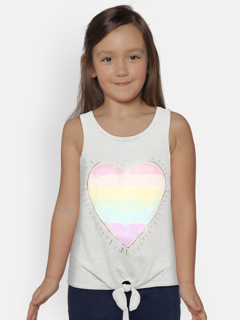 

OSHKOSH Bgosh Girls Grey Heart Print Top