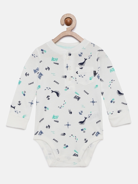 

OSHKOSH Bgosh Boys White Printed Bodysuit