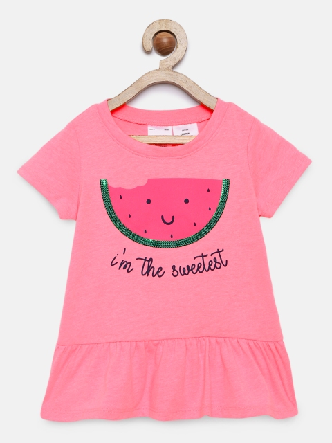 

OSHKOSH Bgosh Girls Pink Printed Peplum Top