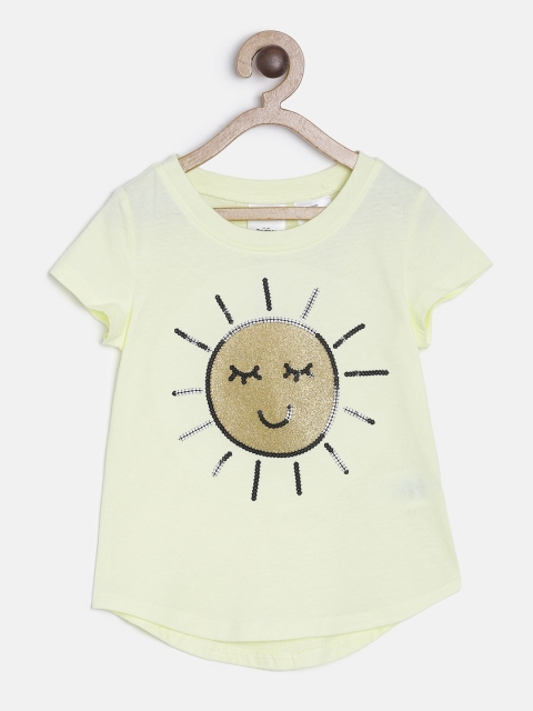 

OSHKOSH Bgosh Girls Yellow Printed Round Neck T-shirt