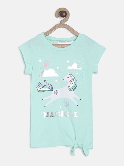 

OSHKOSH Bgosh Girls Blue Printed Round Neck T-shirt
