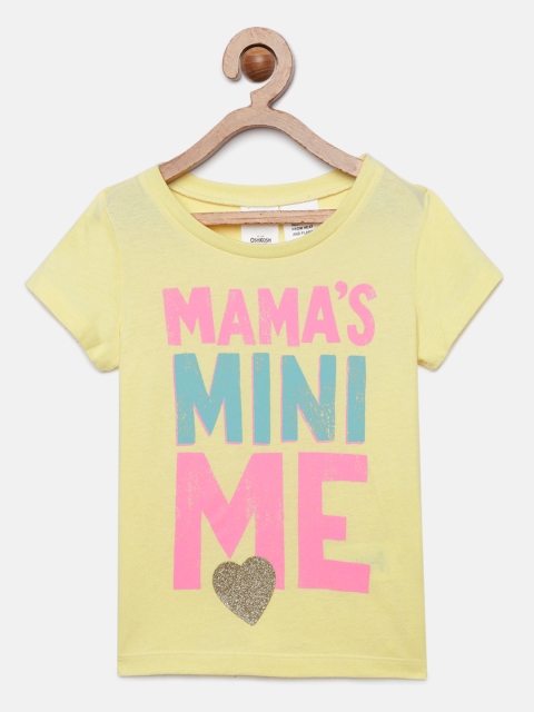 

OSHKOSH Bgosh Girls Yellow Printed Round Neck T-shirt