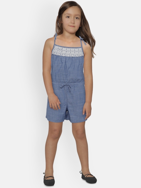 

OSHKOSH Bgosh Girls Blue Solid Playsuit