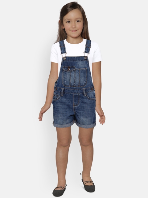

OSHKOSH Bgosh Girls Blue Solid Denim Dungarees