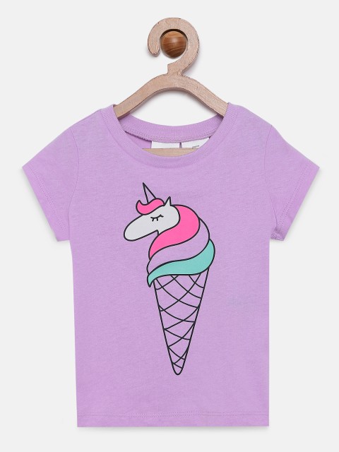 

OSHKOSH Bgosh Girls Purple Printed Round Neck T-shirt