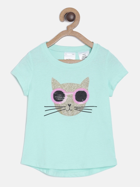 

OSHKOSH Bgosh Girls Green Printed Round Neck T-shirt