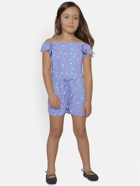 

OSHKOSH Bgosh Girls Blue Printed Playsuit