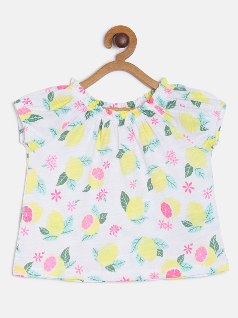

OSHKOSH Bgosh Girls White & Yellow Quirky Print Top