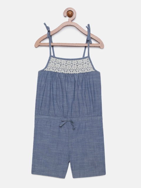 

OSHKOSH Bgosh Girls Blue Solid Playsuit
