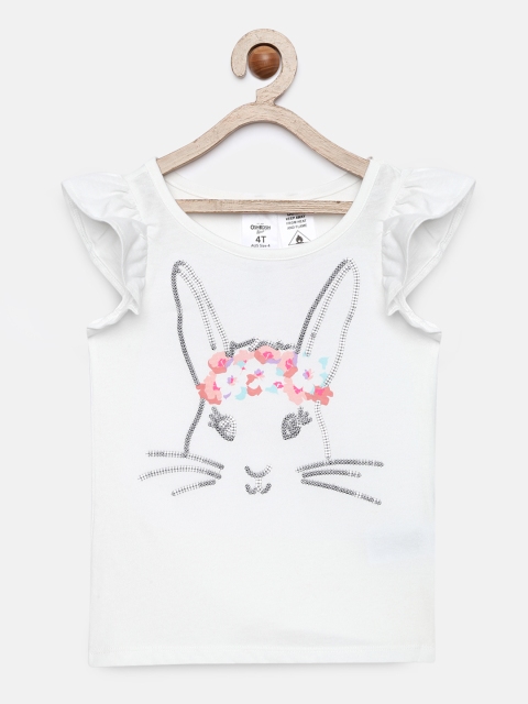 

OSHKOSH Bgosh Girls White Self Design Top