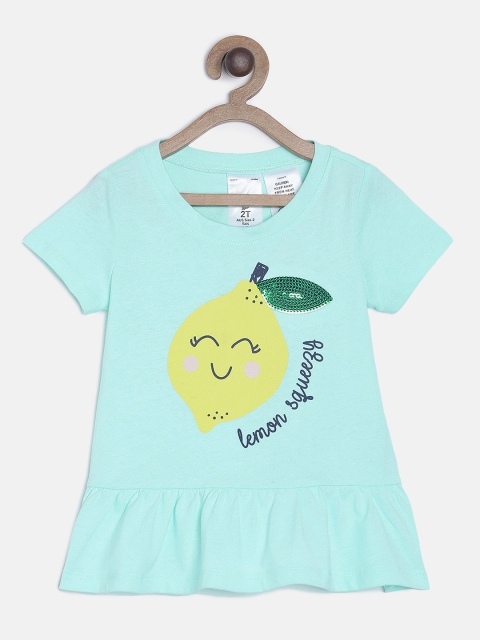 

OSHKOSH Bgosh Girls Blue Printed Peplum Top