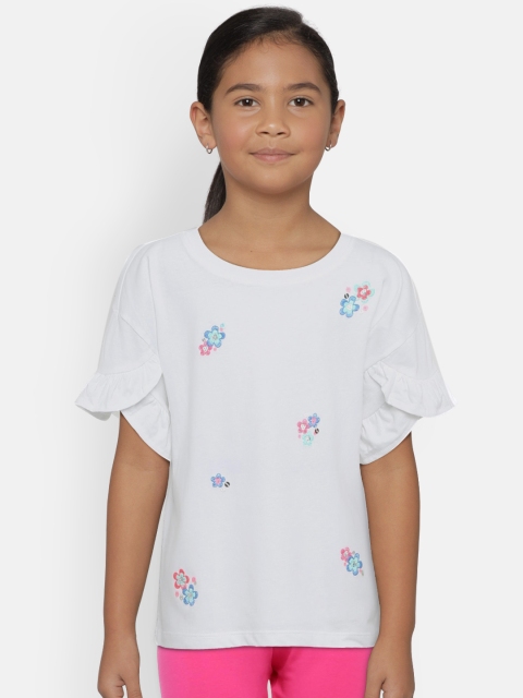 

OSHKOSH Bgosh Girls White Floral Embellished Top