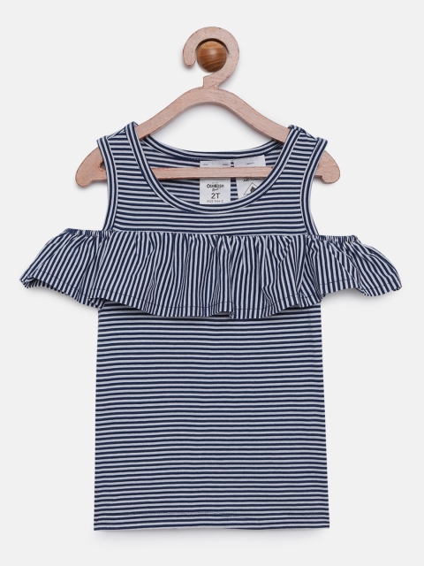 

OSHKOSH Bgosh Girls Navy Blue Striped Top