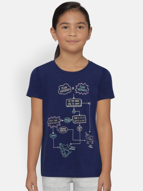 

OSHKOSH Bgosh Girls Blue Printed Round Neck T-shirt