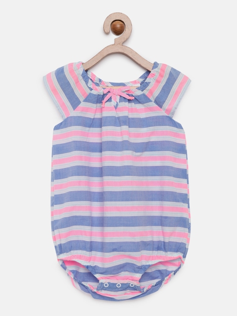 

OSHKOSH Bgosh Girls Pink & Purple Striped Bodysuit