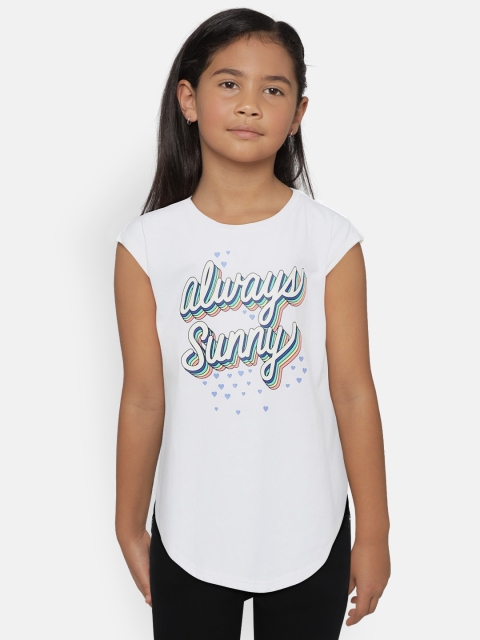 

OSHKOSH Bgosh Girls White Printed Round Neck T-shirt