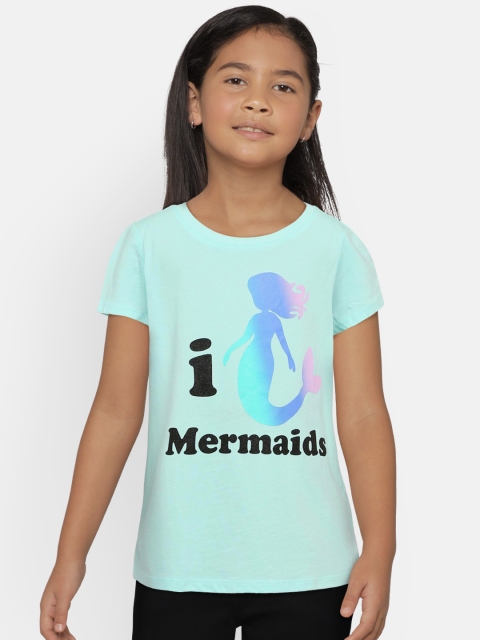 

OSHKOSH Bgosh Girls Turquoise Blue Printed Top