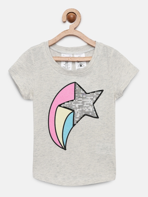 

OSHKOSH Bgosh Girls Grey Embellished High-Low Top
