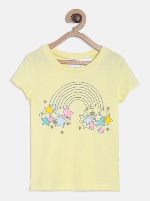 

OSHKOSH Bgosh Girls Yellow Printed Round Neck T-shirt