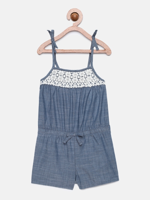 

OSHKOSH Bgosh Girls Blue Solid Playsuit