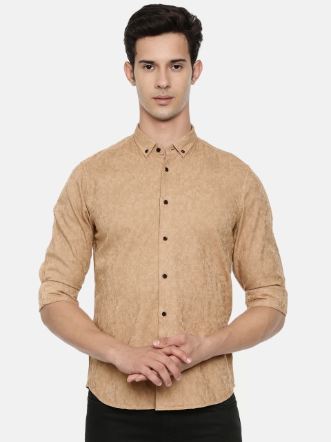 

Blackberrys Men Beige Slim Fit Self Design Casual Shirt