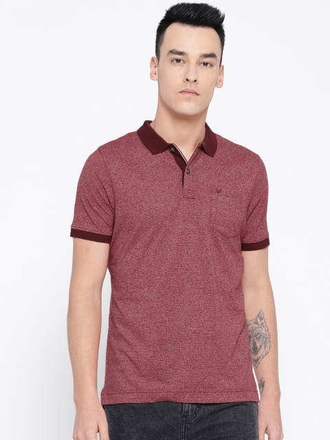 

Blackberrys Men Red Striped Polo Collar T-shirt