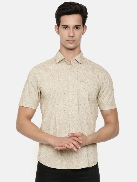 

Blackberrys Men Beige Slim Fit Printed Casual Shirt