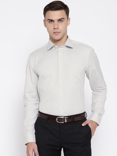 

Blackberrys Men Off-White & Grey Slim Fit Self Checked Formal Shirt