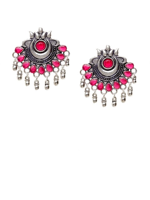 

PANASH Women Oxidised Silver-Plated Red Contemporary Drop Earrings