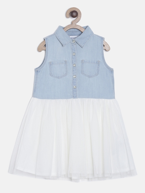 

OSHKOSH Bgosh Girls Colourblocked Blue A-Line Dress