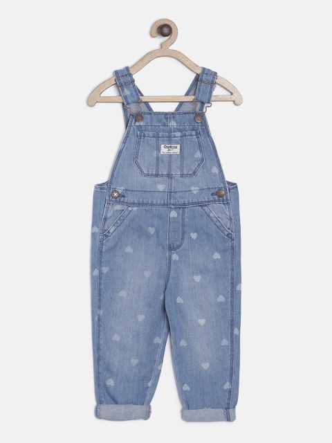 

OSHKOSH Bgosh Girls Blue Solid Straight Leg Denim Dungarees