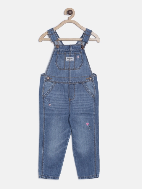 

OSHKOSH Bgosh Girls Blue Solid Denim Dungarees